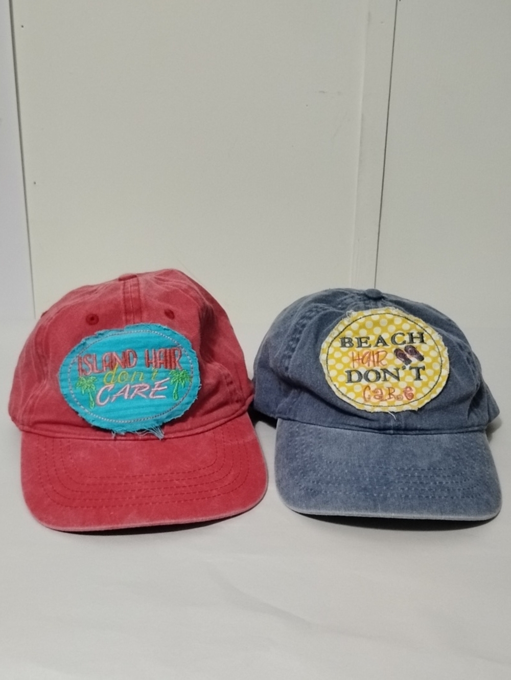 Beach Island Hair Don't Care Set of 2 Casual Patch Baseball‎ Caps -